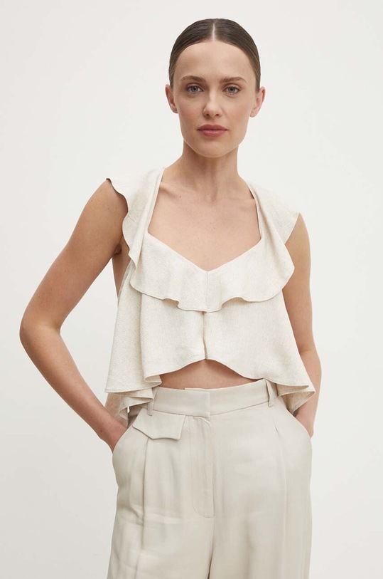 Lněná halenka Answear.LAB béžová W24S.LF.071413.tjs