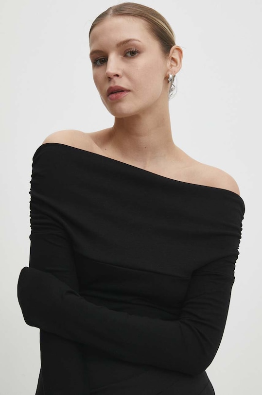 Answear Lab bluzka z elastanem czarny 896.HWK