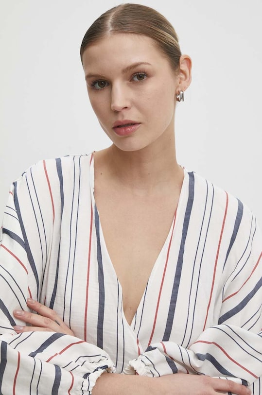 Answear Lab maglietta di lino bianco 19206.tjs