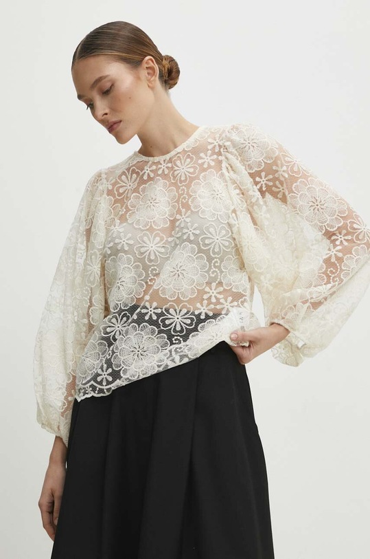 Answear Lab bluza cu modele bej v5v1650.IKK