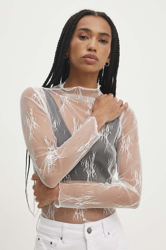 Answear Lab bluzka z elastanem biały h4346.ijs