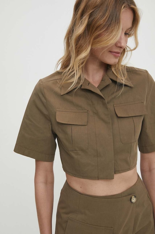 Bavlnená košeľa Answear.LAB jednofarebný zelená 2411.tw