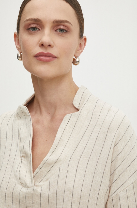 Lněná halenka Answear.LAB béžová 6223.TWK