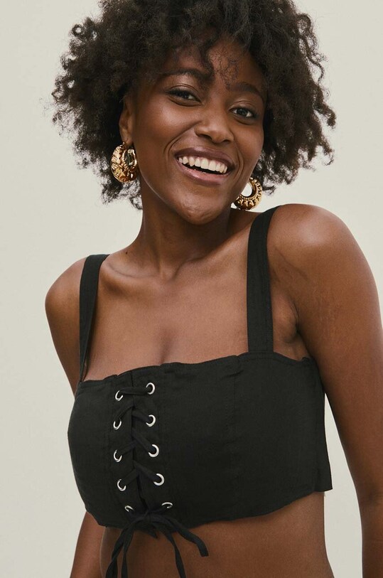 Answear.LAB top lniany czarny 19604.tjs