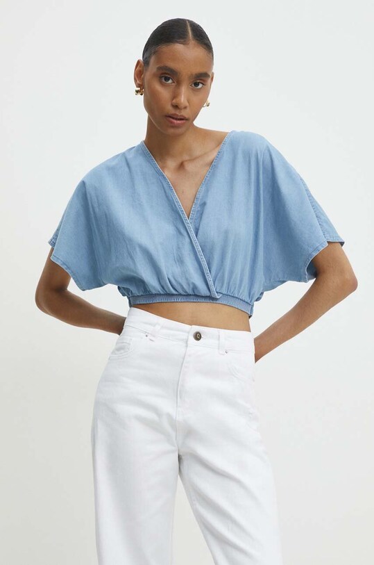 Answear Lab bluza subtire de blugi uni albastru bg814.TWK