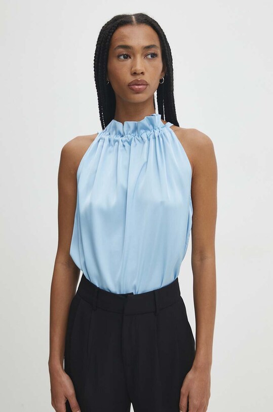 Answear Lab bluza legat albastru CK08090.FKK