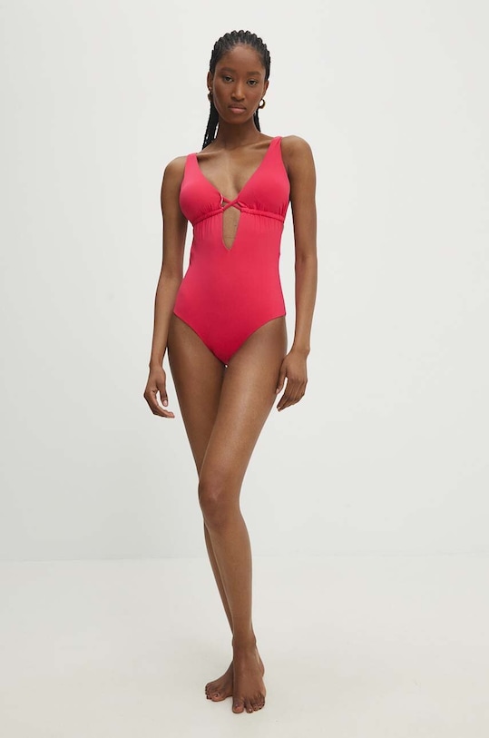Answear Lab jednoczęściowy strój kąpielowy bez fiszbinów różowy W3232.HWK