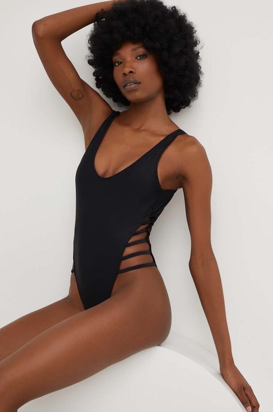 Answear Lab jednoczęściowy strój kąpielowy bez fiszbinów czarny 19155.HWK