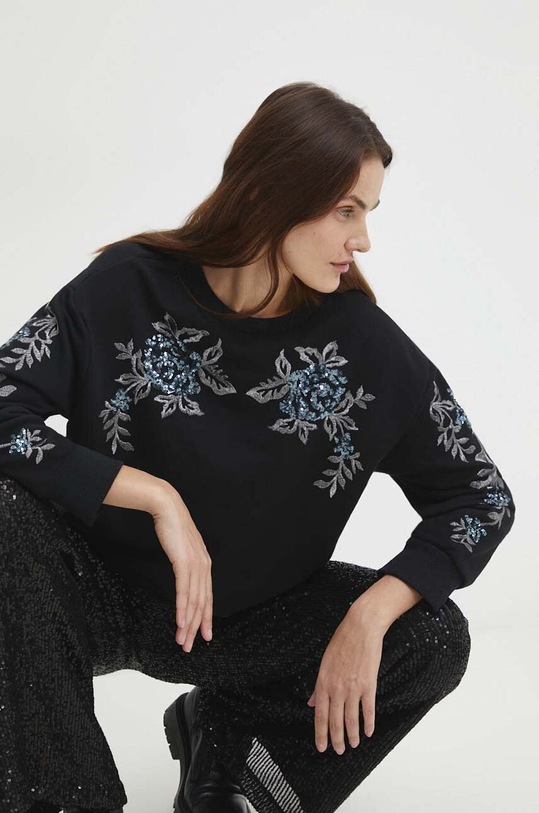 Answear Lab bluza bawełniana aplikacja czarny 9024.TWK
