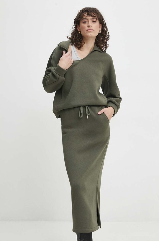 Answear Lab komplet - bluza i spódnica dzianina zielony 23254.HWK