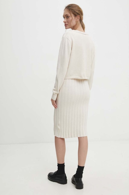 Answear Lab rochie și cardigan QQ8233.1HWK bej WW24