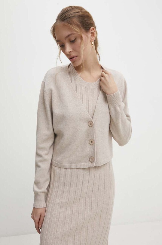 Answear Lab rochie și cardigan QQ8233.1HWK bej WW24