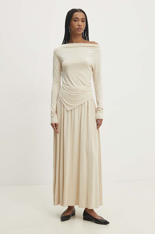 Σετ - μακρυμάνικο και φούστα Answear.LAB με ελαστάν μπεζ 5088ab.iw