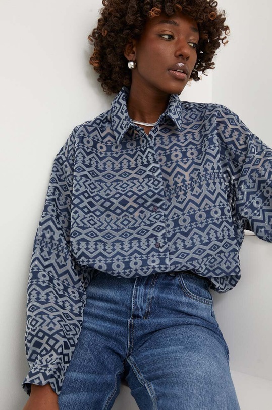 Answear Lab cămașă lung albastru 6508.TWK