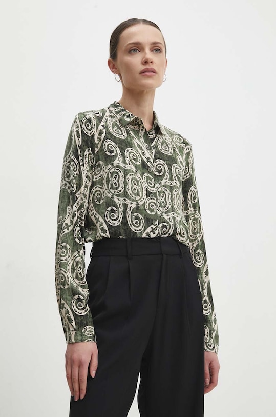 Answear Lab cămașă lung verde 80563.HWK