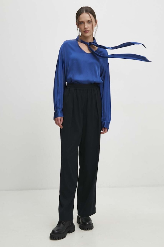 Answear Lab maglia in seta semplice blu 13482.fdb