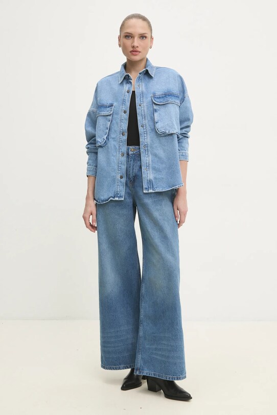 Answear Lab cămașă din denim j66.th albastru WW24