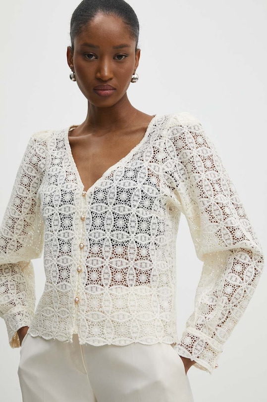 Answear Lab koszula z elastanem beżowy 37184yt.ijs