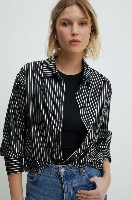 Answear Lab cămașă din bumbac cu modele negru kdd06k.tjs