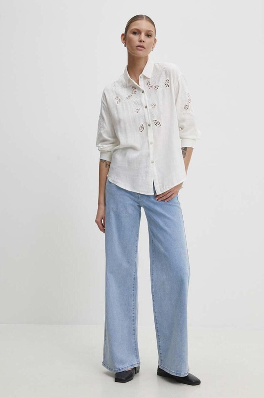 Λινό πουκάμισο Answear.LAB casual λευκό m2177.fh