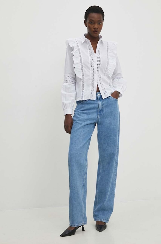 Bavlněná košile Answear.LAB D300.HWK bílá WW24