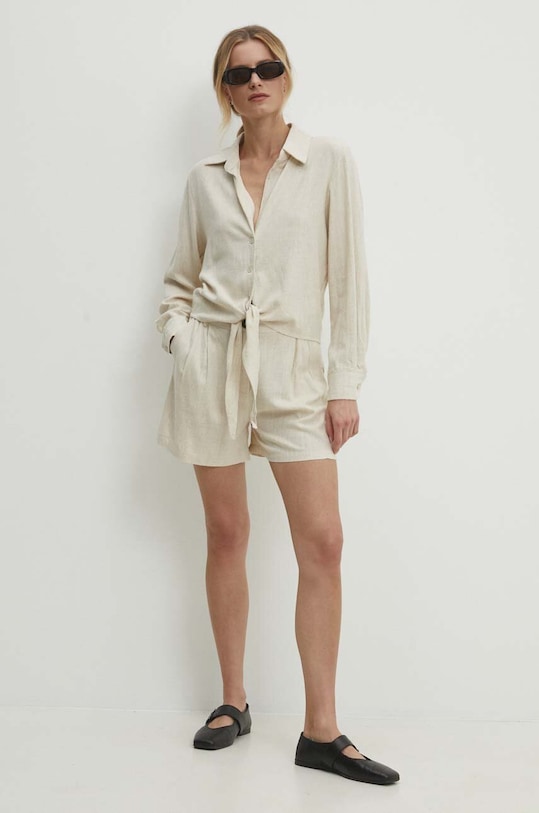 Answear Lab koszula z lnem SJD92690.HWK beżowy WW24