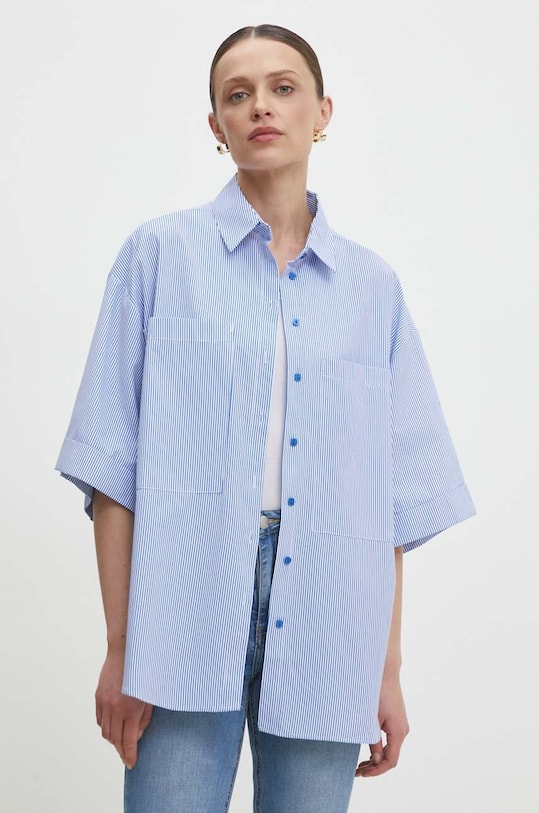 Answear Lab koszula bawełniana wzorzyste granatowy 5482.td