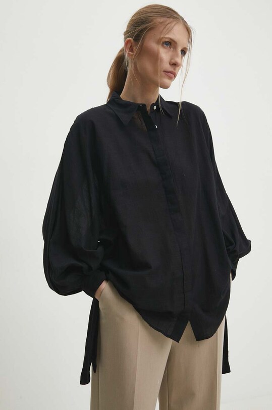 Answear Lab cămașă din bumbac negru 33624.td