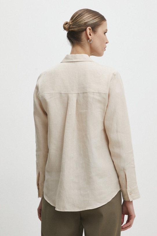 Odzież Answear Lab koszula lniana ali.kdd089.tjs beżowy