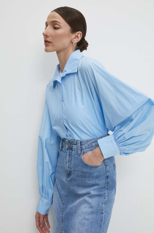 Бавовняна сорочка Answear.LAB casual блакитний s22013.ijs