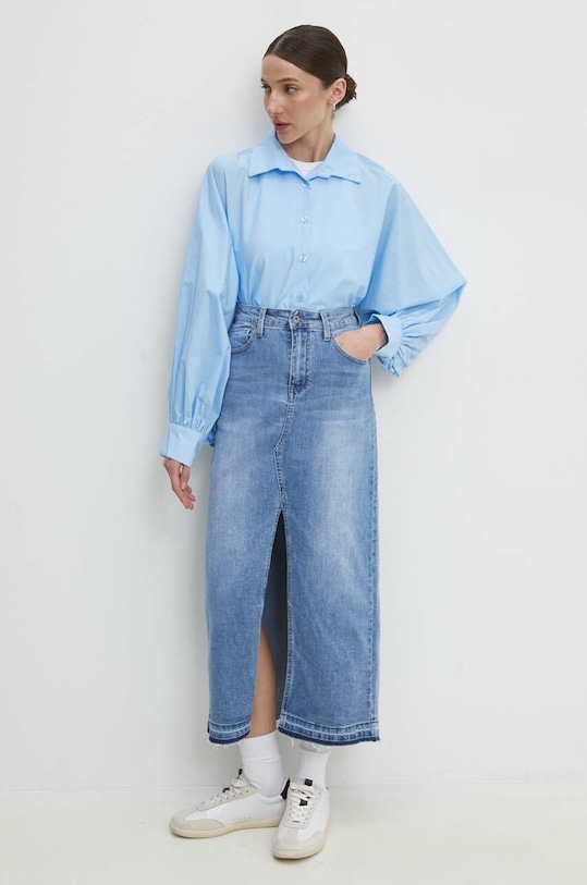Бавовняна сорочка Answear.LAB s22013.ijs блакитний WW24