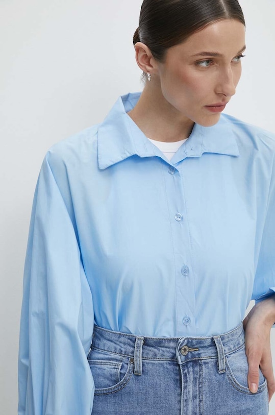 Бавовняна сорочка Answear.LAB s22013.ijs блакитний