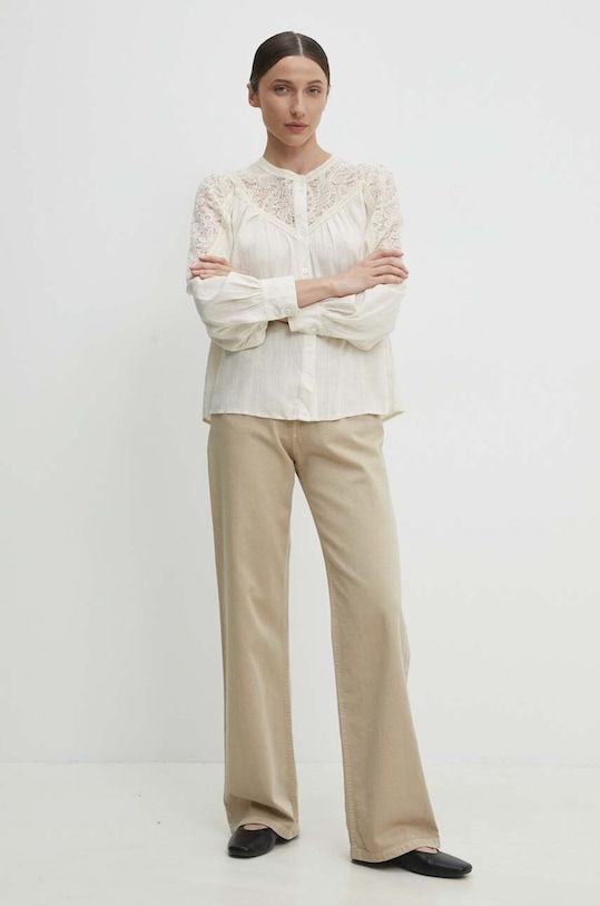 Answear Lab cămașă de in 904.HWK bej WW24