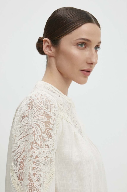 Answear Lab cămașă de in bej 904.HWK