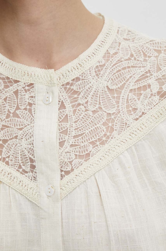 Answear Lab cămașă de in 904.HWK bej