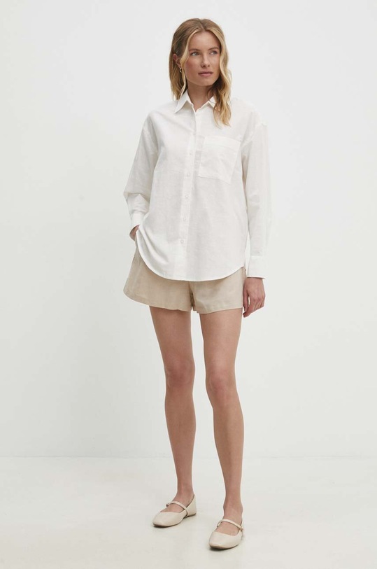 Answear Lab cămașă de in ch.2420.ijs alb WW24