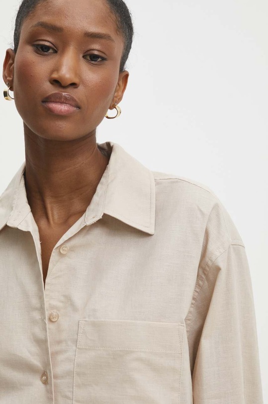 Рубашка со льном Answear.LAB бежевый ch.2420.ijs