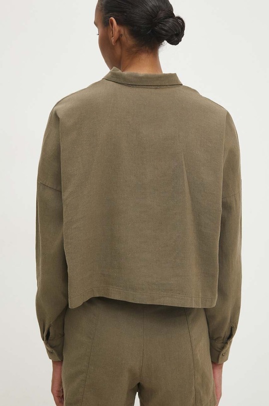 Odzież Answear Lab koszula z lnem 19641.tjs zielony