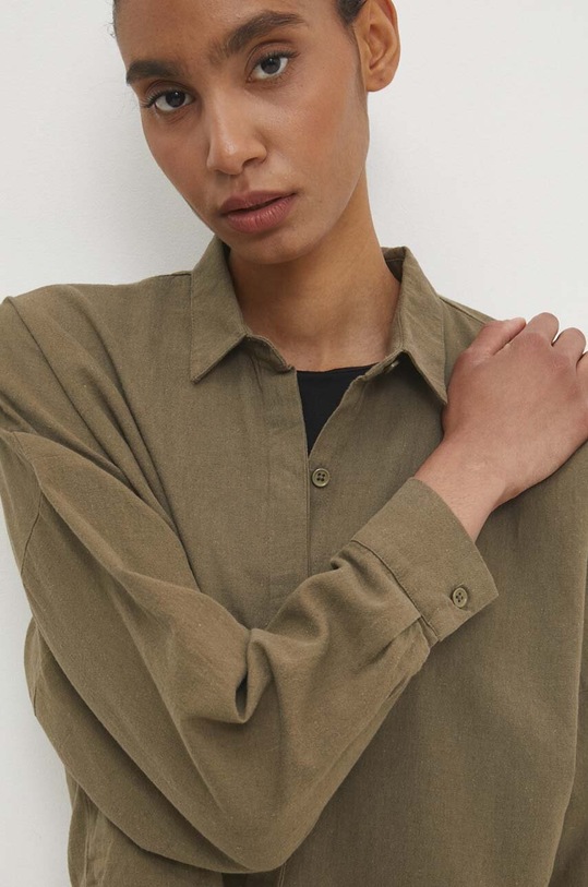 Answear Lab koszula z lnem zielony 19641.tjs