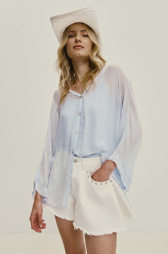 Answear Lab koszula z jedwabiem casual niebieski 3959.fjs