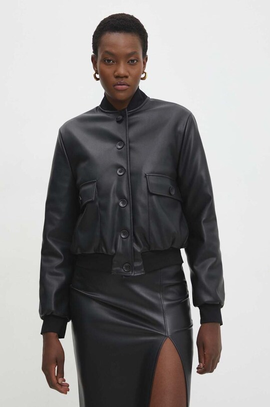 Jakna Answear.LAB imitacija zrnate kože crna GB2316.idb