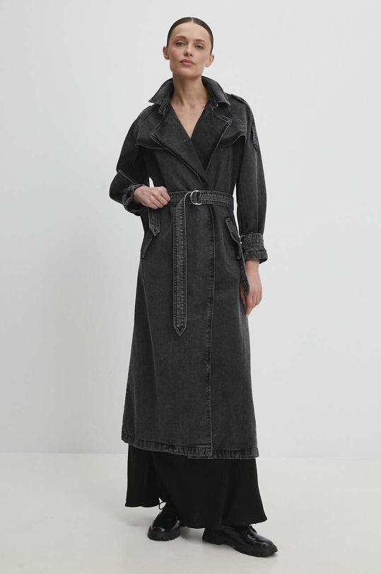 Answear Lab płaszcz jeansowy czarny sng.kpd014.tjs
