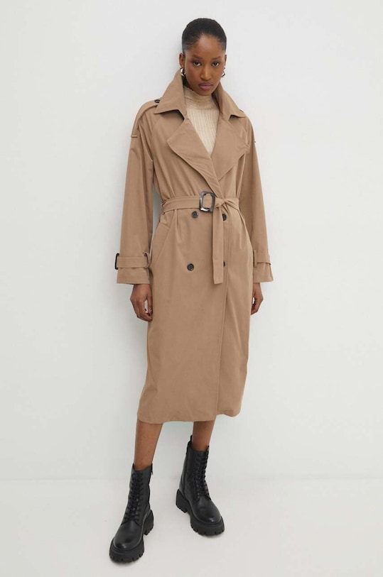 Answear Lab trencz bawełniany nieocieplane brązowy 11092.IWK