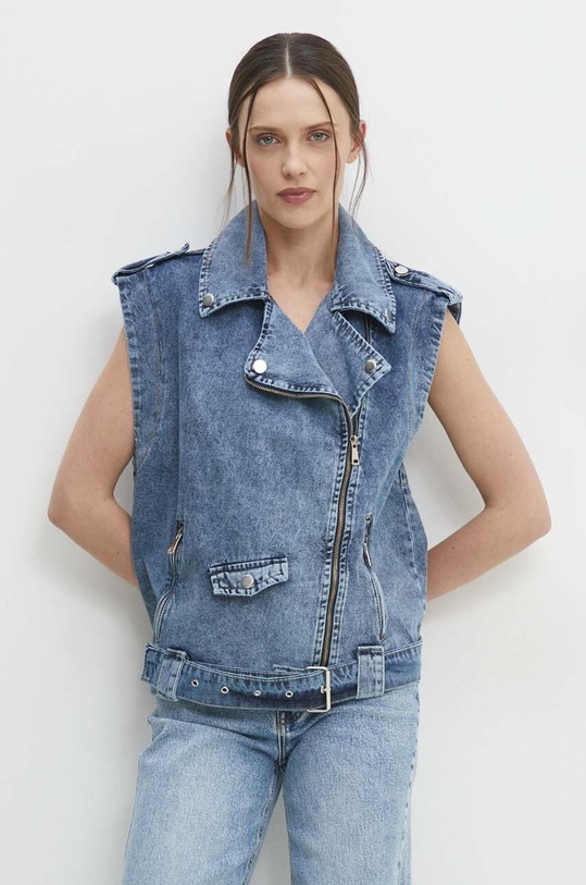 Answear Lab bezrękawnik jeansowy bez kaptura niebieski sng.kud01e.tjs