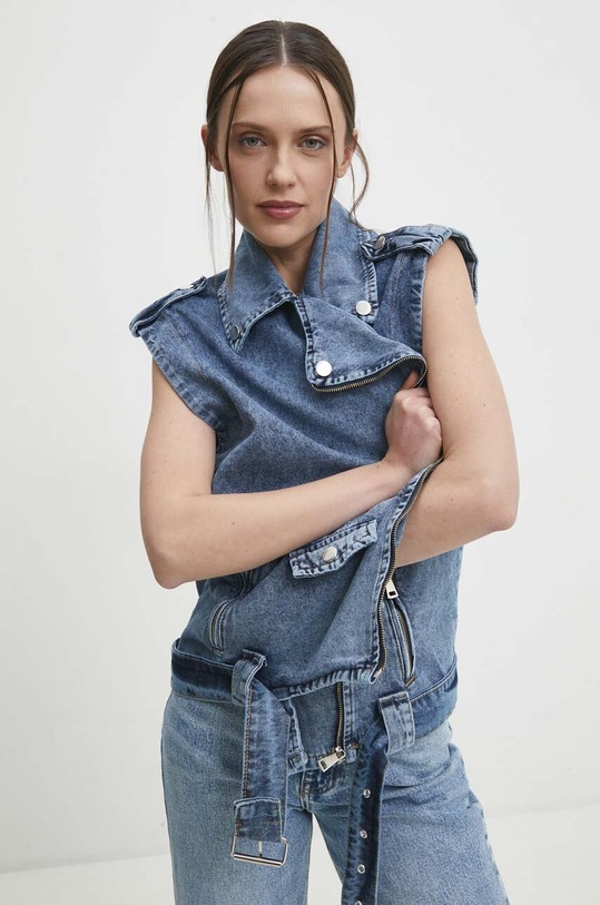 Answear Lab bezrękawnik jeansowy niebieski sng.kud01e.tjs