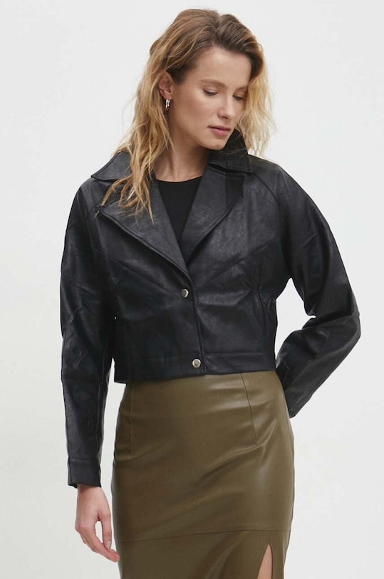 Δερμάτινο μπουφάν Answear.LAB απομίμηση λείου δέρματος μαύρο 33038.FKK