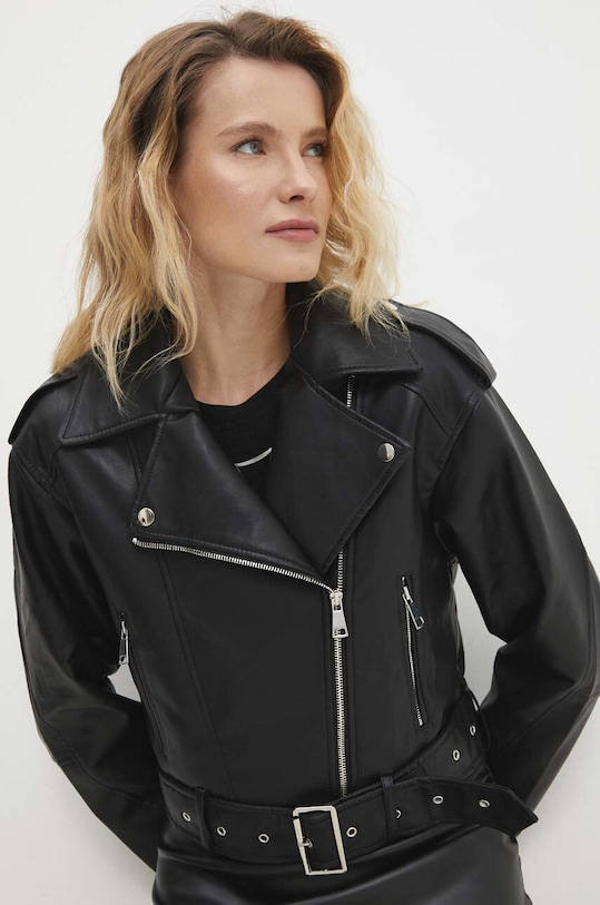 Δερμάτινο μπουφάν Answear.LAB απομίμηση λείου δέρματος μαύρο cv2156.1.fjs