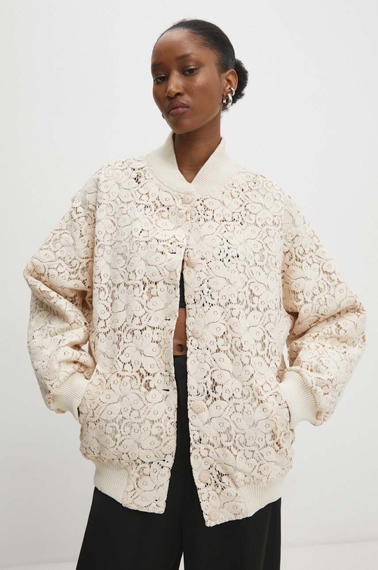 Answear Lab kurtka bomber nieocieplane beżowy f000728.IWK