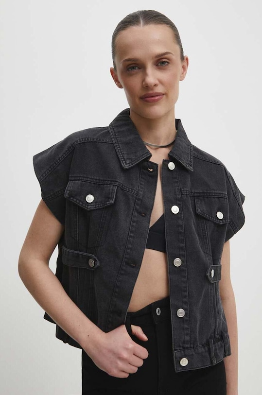 Γιλέκο τζιν Answear.LAB χωρίς κουκούλα μαύρο mu8205.fh