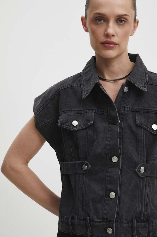 Answear Lab bezrękawnik jeansowy czarny mu8205.fh